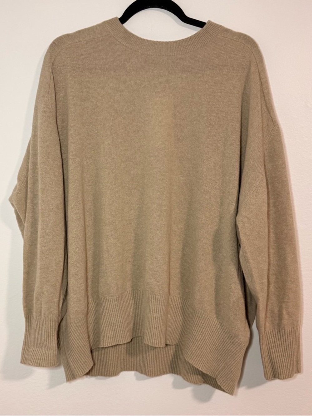 ZARA Knit Pullover Sweater Beige Polyamide 100% Wool Crew Neck Size M/L NWT